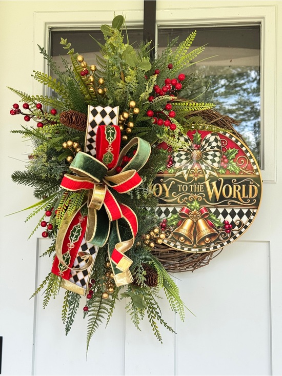 Other - Harlequin Joy to the World Wreath